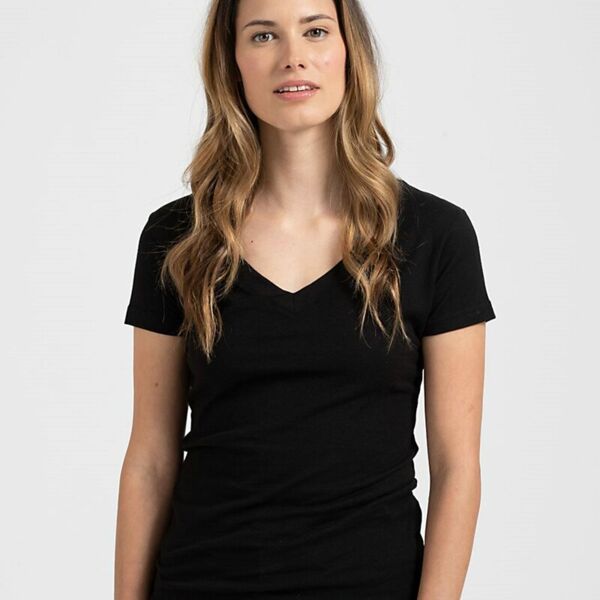 Women's Slim Fit Fine Jersey V-Neck T-Shirt Thumbnail